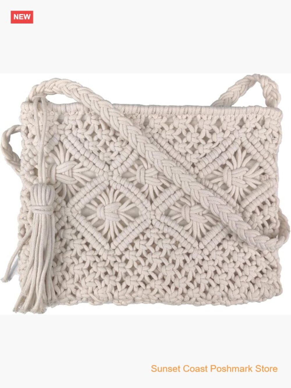 Bohemian Crochet Crossbody Bag Handcrafted Sling Clutch Summer Travel Purse